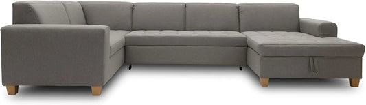 Canapé d'Angle en U Moderne Gris Clair 162x333x199 cm - Collection Sugar