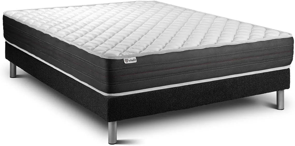 Matelas VITALMEMO 180x200 cm avec sommier Noir, Épaisseur 24 cm, Confort Ferme