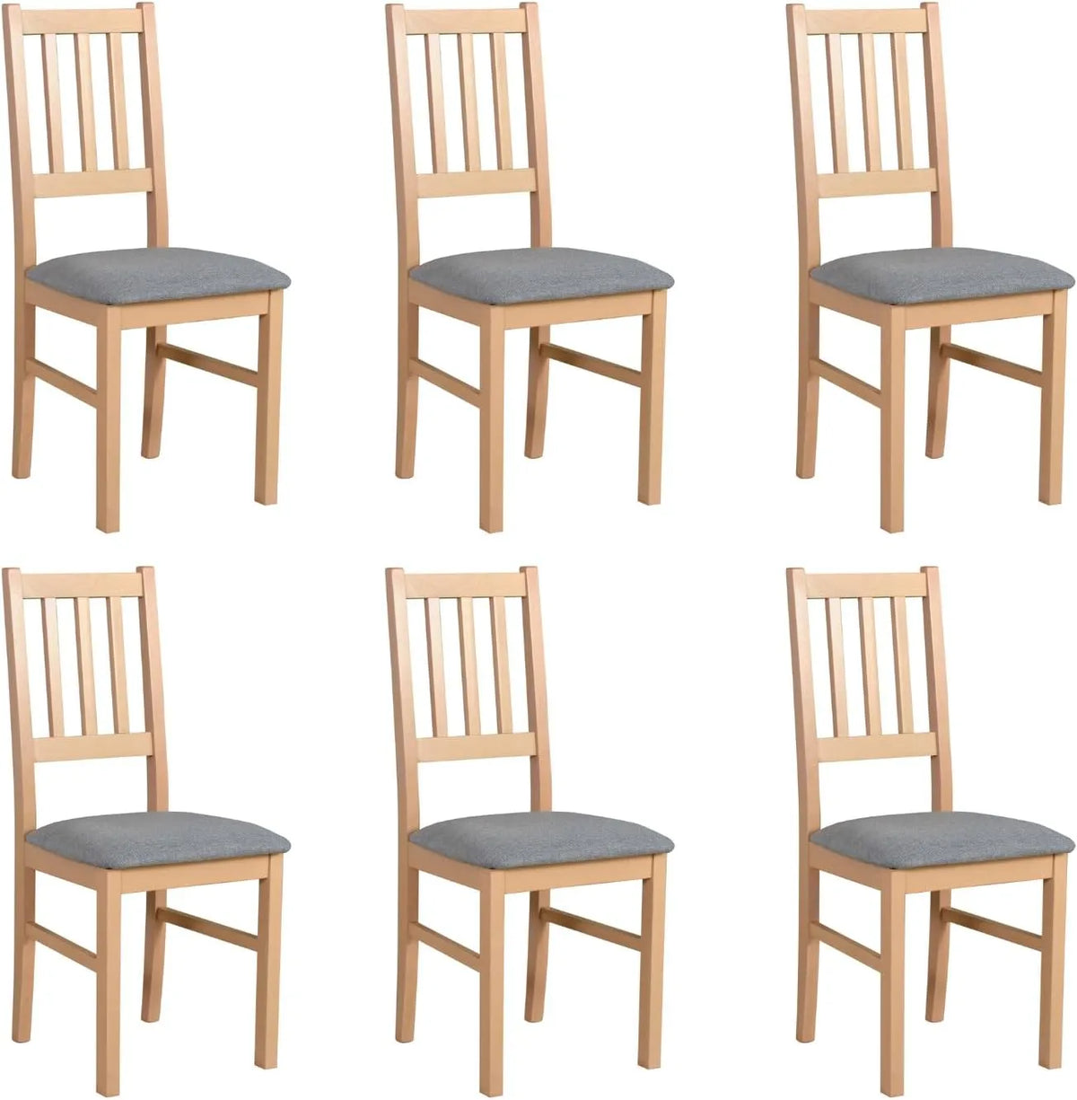Lot de 6 chaises en bois de hêtre pour cuisine et salle à manger, capacité 120 kg