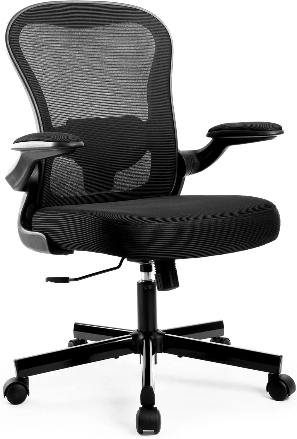 ALPHA HOME Fauteuil de bureau ergonomique avec accoudoirs pliables, soutien lombaire et siège en maille confortable