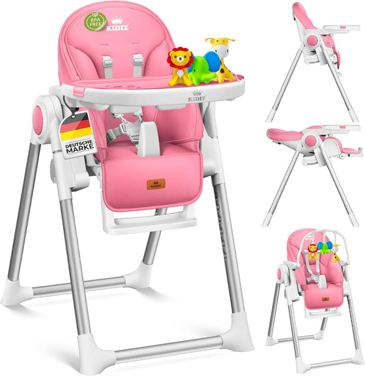 Chaise Haute Polyvalente 3 en 1 pour Bébé - Réglable, Rose