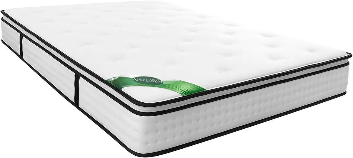 Matelas Ressorts Ensachés 140x190 cm avec Surmatelas et Coutil Bambou - 7 Zones de Confort