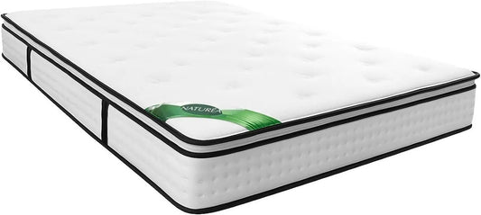 Matelas Ressorts Ensachés 140x190 cm avec Surmatelas et Coutil Bambou - 7 Zones de Confort