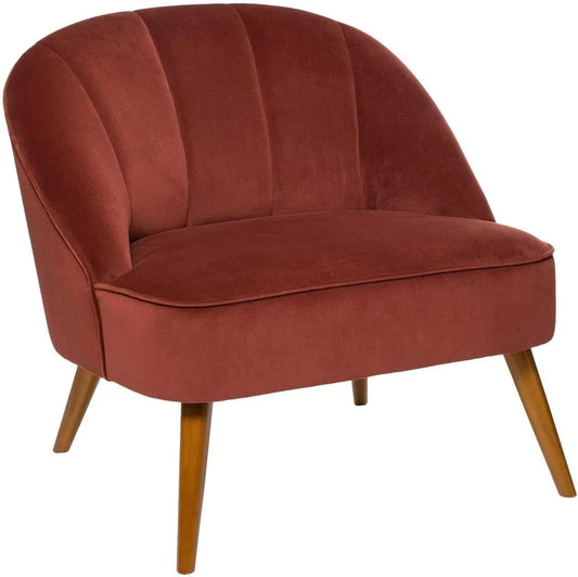 Atmosphera - Fauteuil Naova en Velours Rose Terracotta - Confort et Élégance