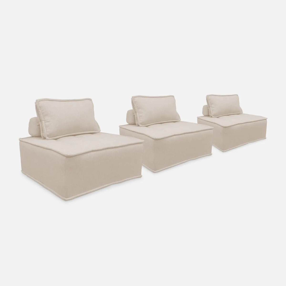 Ensemble de 3 Canapés Modulables en Tissu Crème avec Coussin - SWEEEK