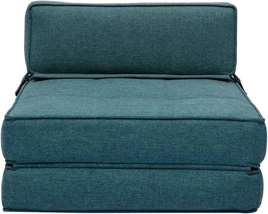 Fauteuil Convertible 1 Place en Tissu Bleu Canard - Modèle Katy de Miliboo