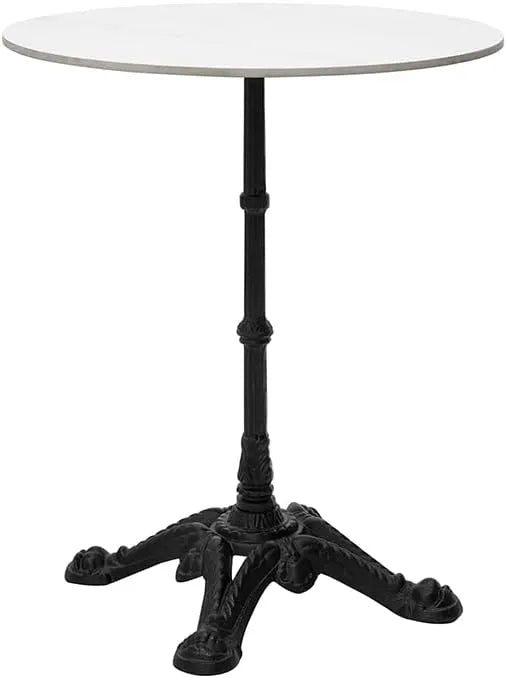 Table de bistrot ronde en pierre minérale et métal noir 60 cm - Miliboo CONTY