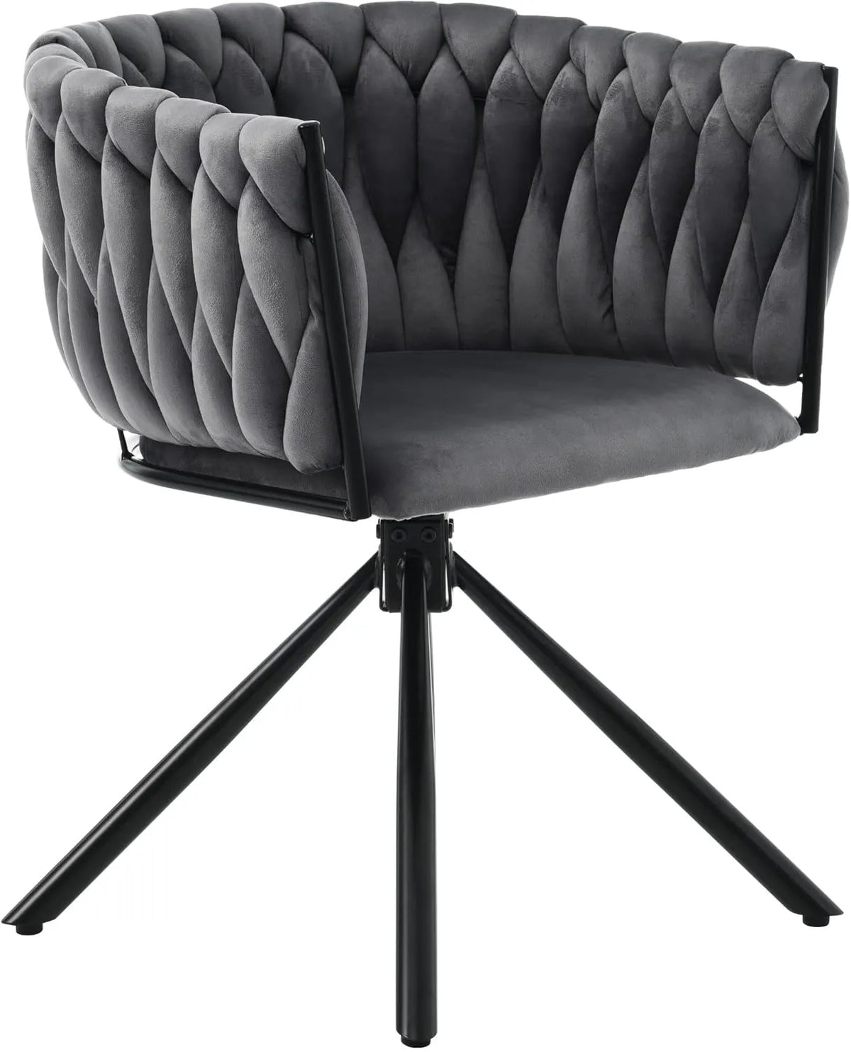Chaise de salle à manger moderne en velours pivotante à 360° avec accoudoirs, idéale pour salon, chambre et bureau