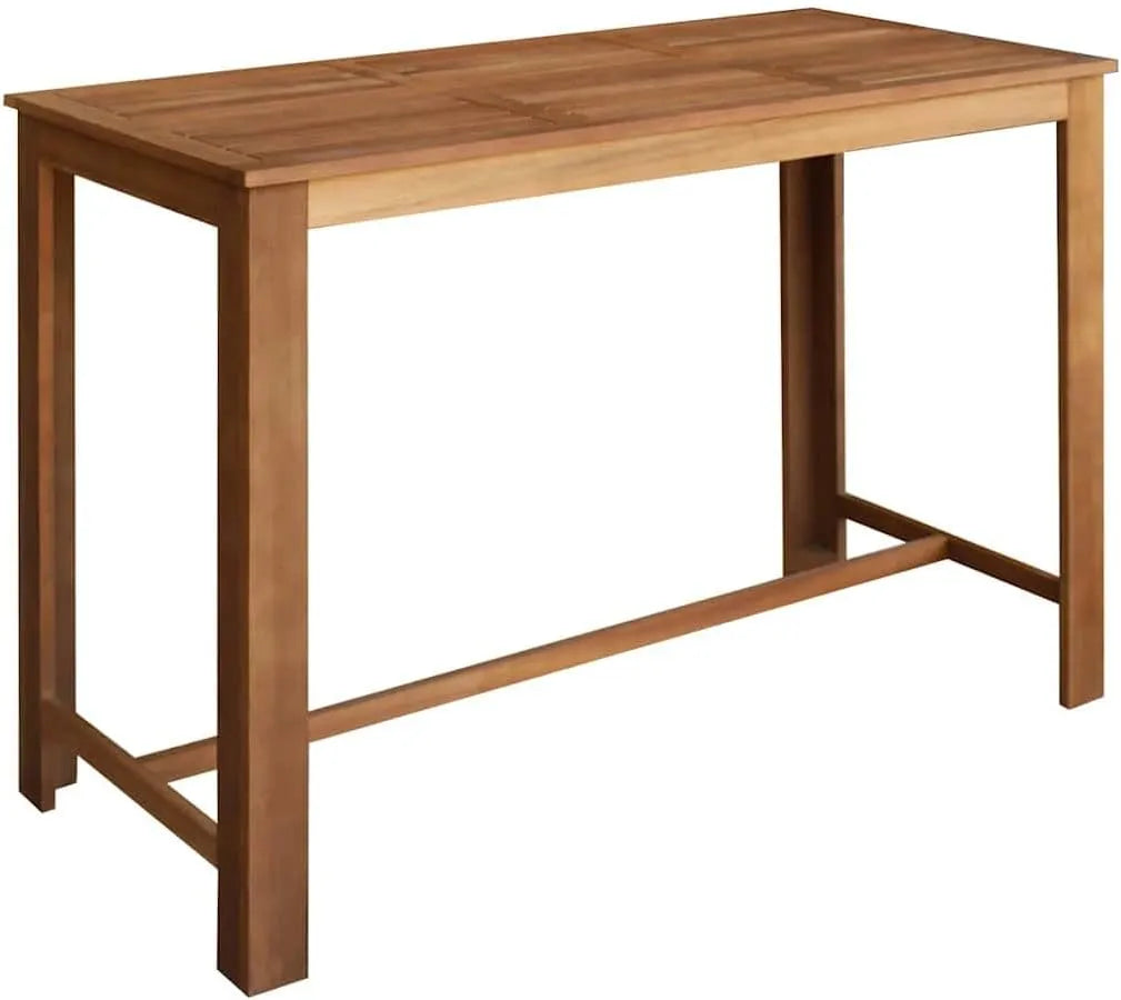 Table haute de bar en bois d'acacia massif 150x70x105 cm pour salle à manger
