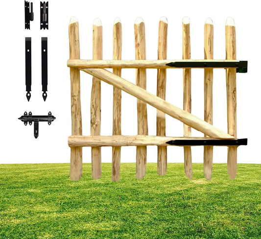 Portillon de jardin en bois de noisetier avec accessoires, 60x100 cm