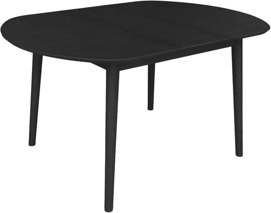Table à Manger Ovale Extensible en Bois Noir pour 4 à 6 Personnes - 110/140 x 100 x 75 cm