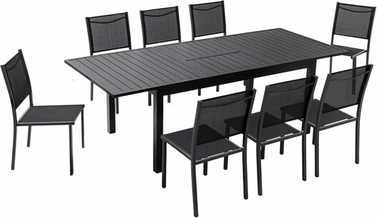 Table de Jardin en Aluminium avec 8 Chaises - Ensemble Extérieur Design par Oviala