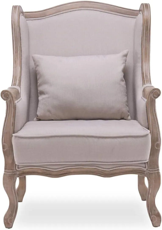 Fauteuil Bergère Louis XV en Tissu Beige avec Accoudoirs - Intense Déco