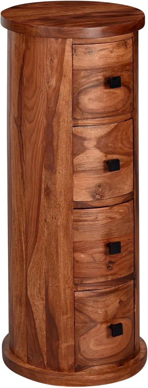 Commode en Bois Massif Sheesham avec 4 Tiroirs | Design Moderne sans Pieds | Buffet Économiseur d'Espace