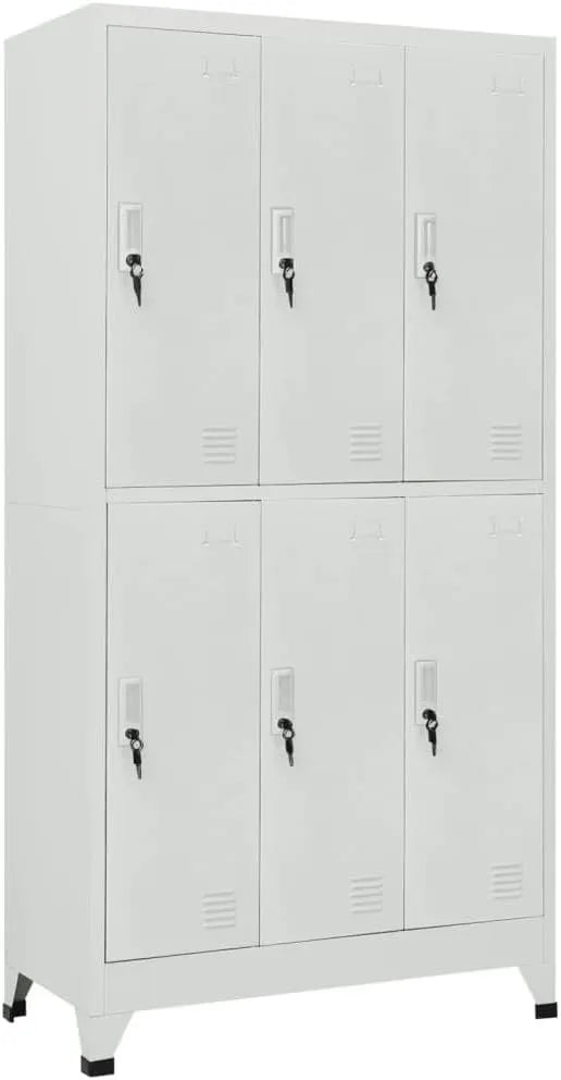 Armoire à Casiers en Acier Gris à 6 Compartiments - vidaXL