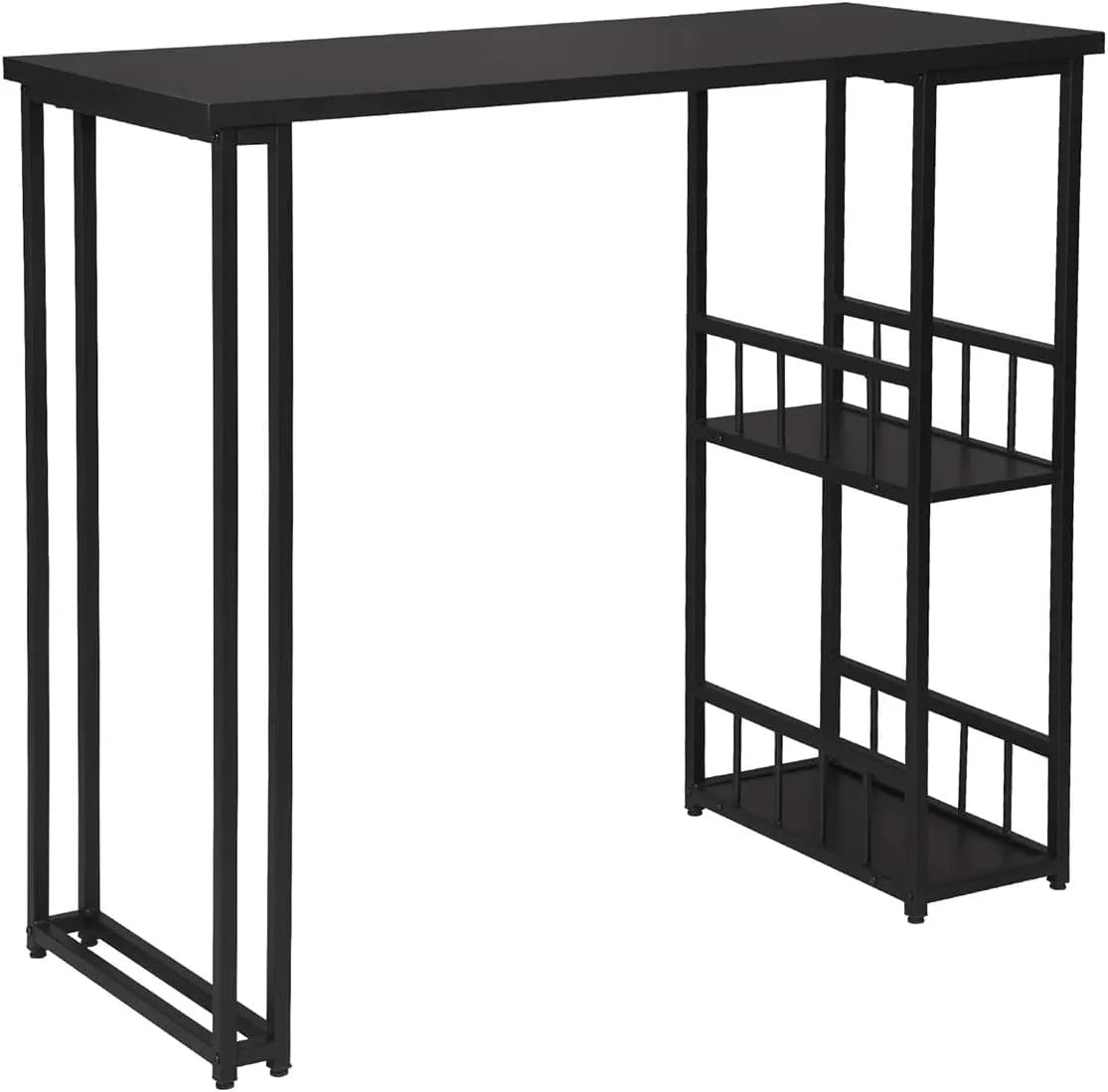 Table de Bar WOLTU avec Étagères en Métal et Plateau en MDF, 120x50x105cm, Noir
