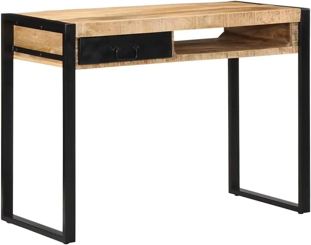 Table de bureau industrielle en bois de manguier massif 100x50x75 cm