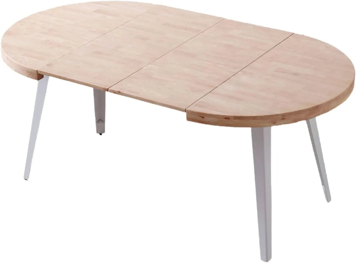 Table à manger extensible ronde Bali en chêne nordique et blanc, 100-180 cm