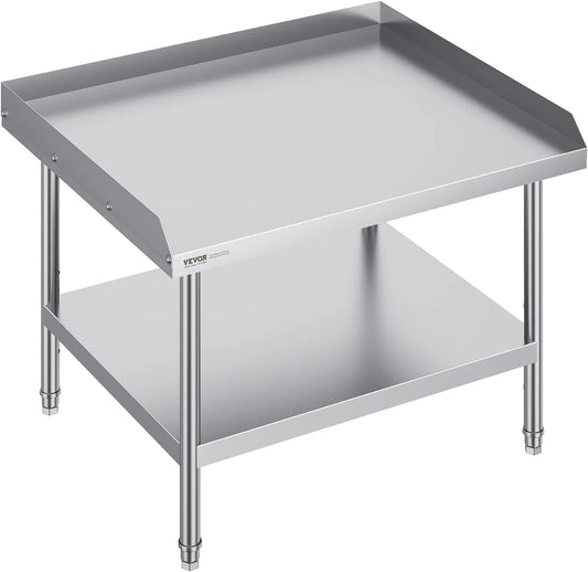 Table de Travail en Acier Inoxydable avec Dosseret et Hauteur Réglable - Cuisine Professionnelle