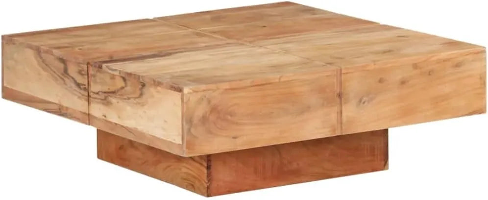Table Basse en Bois d'Acacia Massif pour Salon, 80x80x28 cm
