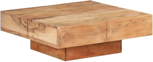 Table Basse en Bois d'Acacia Massif pour Salon, 80x80x28 cm