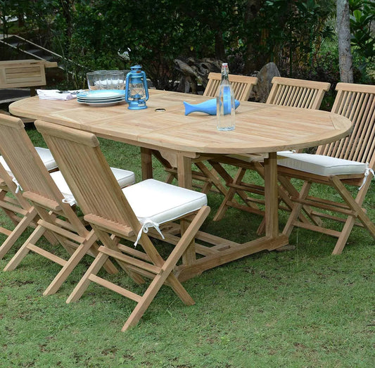 Table à Manger Ovale Extensible en Teck Massif - Modèle Vérone 160/240 x 100 cm