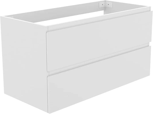 Meuble de Salle de Bain 100 cm avec 2 Tiroirs, Fermeture Douce, Blanc Suspendu