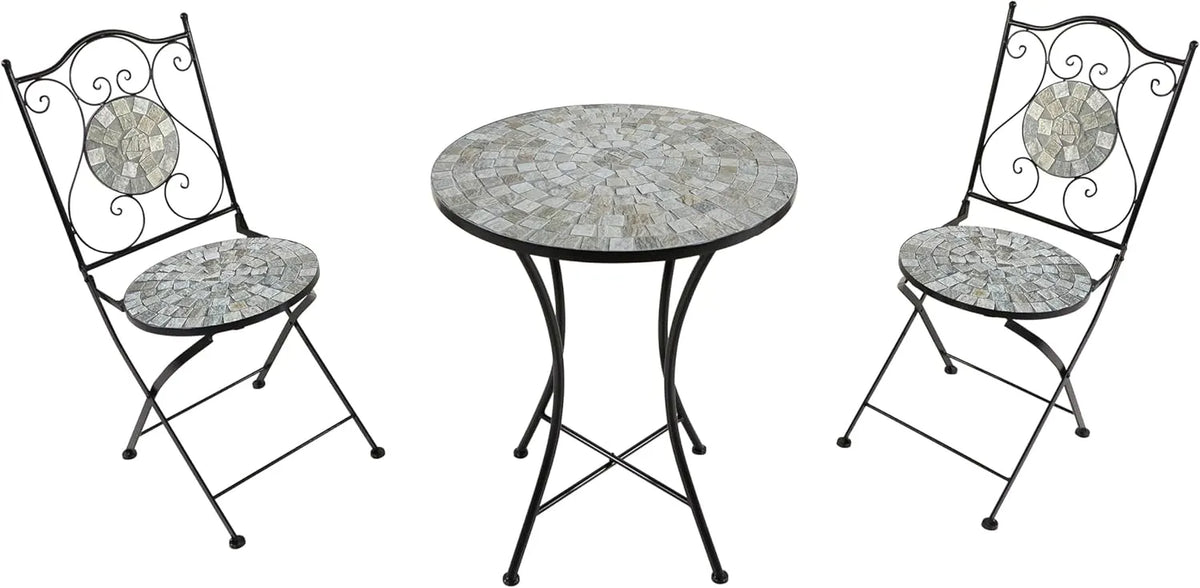Ensemble Bistrot 3 Pièces en Mosaïque Beige Sable pour Jardin