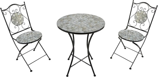 Ensemble Bistrot 3 Pièces en Mosaïque Beige Sable pour Jardin