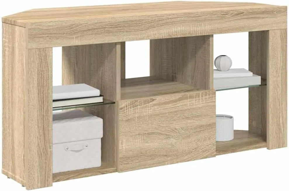 Meuble TV d'angle avec LED, Chêne Sonoma, 100x40x50 cm, Design Contemporain