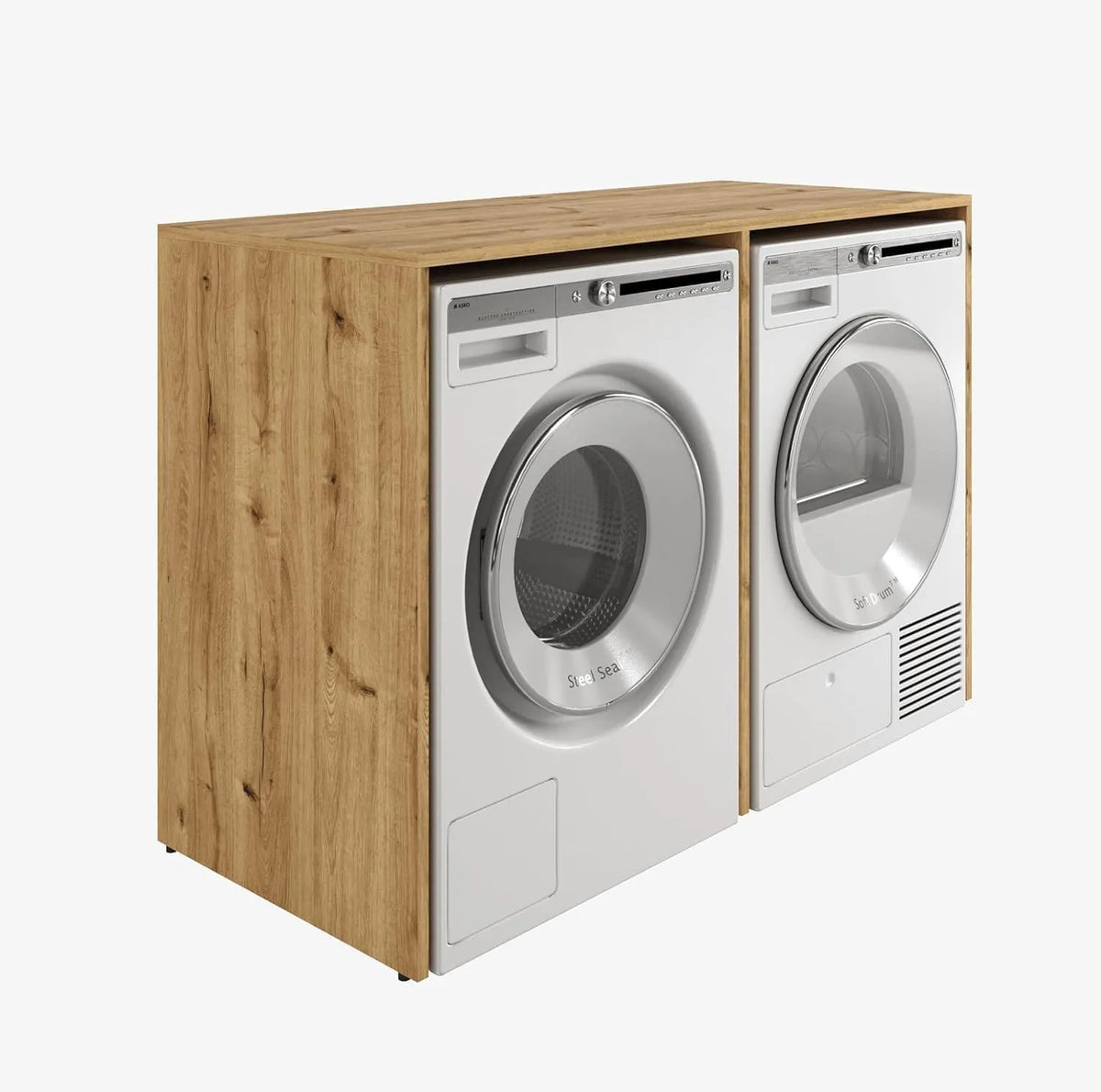 Armoire de Salle de Bain sur Pieds pour Lave-Linge 130 cm, Chêne Doré