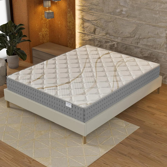 Matelas Hybrid 180x200 cm - 25 cm Épaisseur - Ressorts Ensachés et Mousse Haute Densité - Confort Ferme et Indépendance de Couchage - Traitement Anti-bactérien SANITIZED