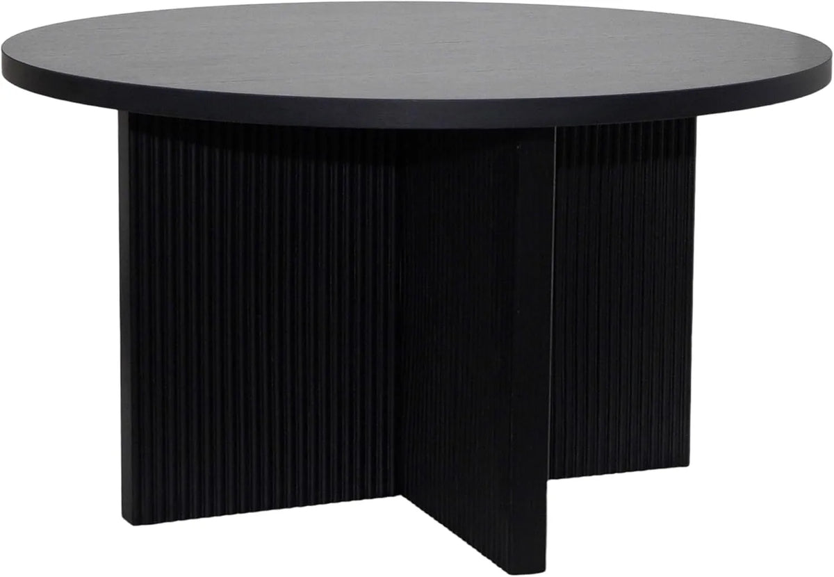 Table basse scandinave ronde 80 cm, finition bois noir - Oviala