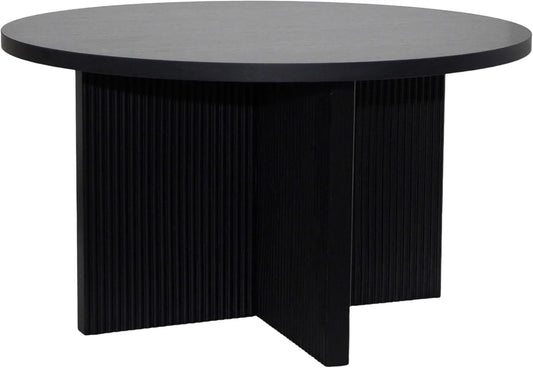 Table basse scandinave ronde 80 cm, finition bois noir - Oviala
