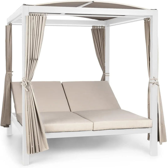 Chaise Longue Double Extérieure Blumfeldt, Transat Imperméable pour 2 Personnes, Dossier Réglable, Séchage Rapide