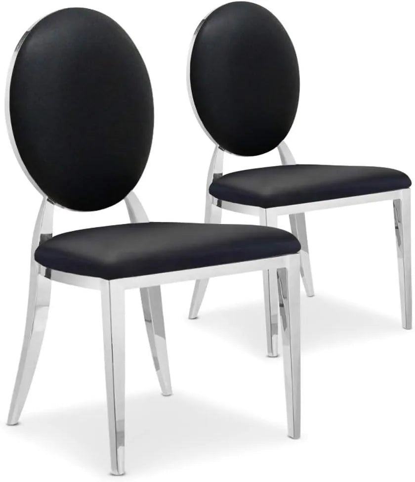 Ensemble de 2 chaises médaillon Sofia en similicuir noir