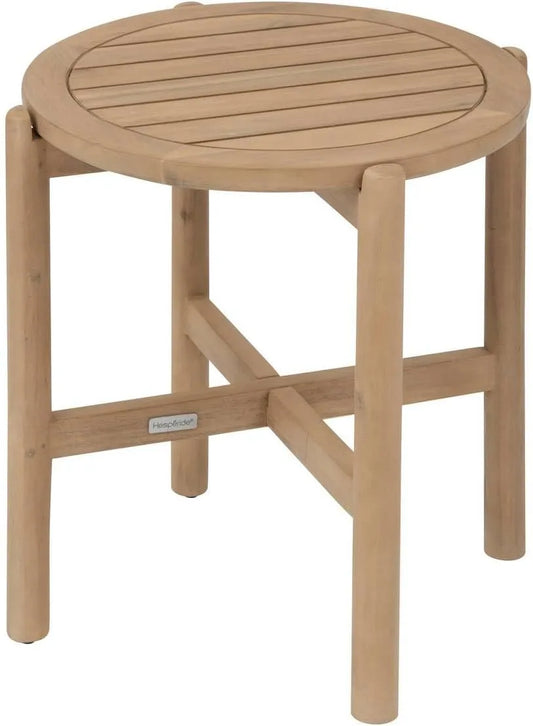 Table Basse de Jardin Ronde Beige en Acacia - 50x54 cm - Pour Terrasse et Balcon