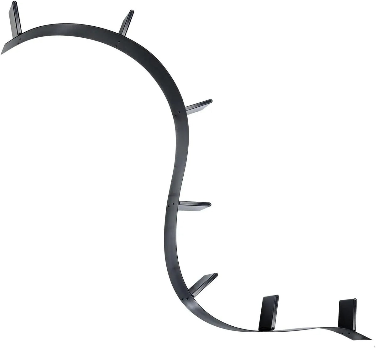 Étagère Murale Flexible Noir 320cm avec 7 Supports - Design Kartell