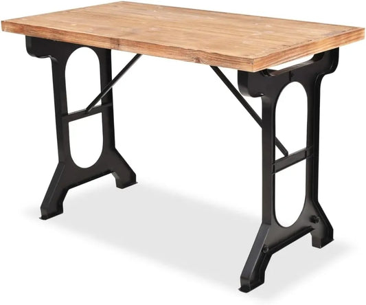 Table à manger industrielle en sapin massif 122x65x82cm - Robuste et polyvalente pour 4 personnes - Montage facile