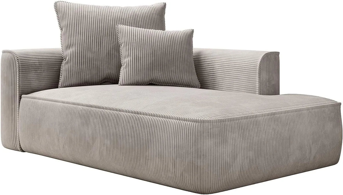 Canapé Méridienne en Velours Côtelé Beige - Modèle PINETA