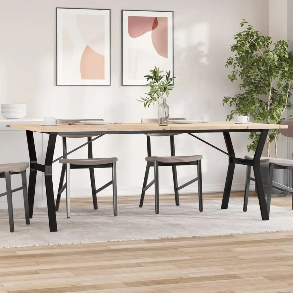 Table à Manger en Bois de Pin Massif 200x100x75,5 cm avec Pieds en Acier
