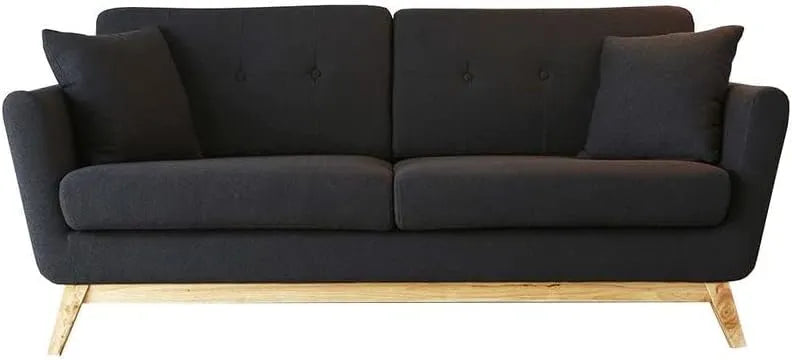 Canapé Scandinave 3 Places Gris Anthracite avec Coussins Déhoussables