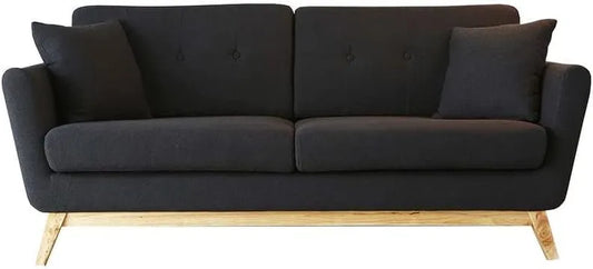 Canapé Scandinave 3 Places Gris Anthracite avec Coussins Déhoussables