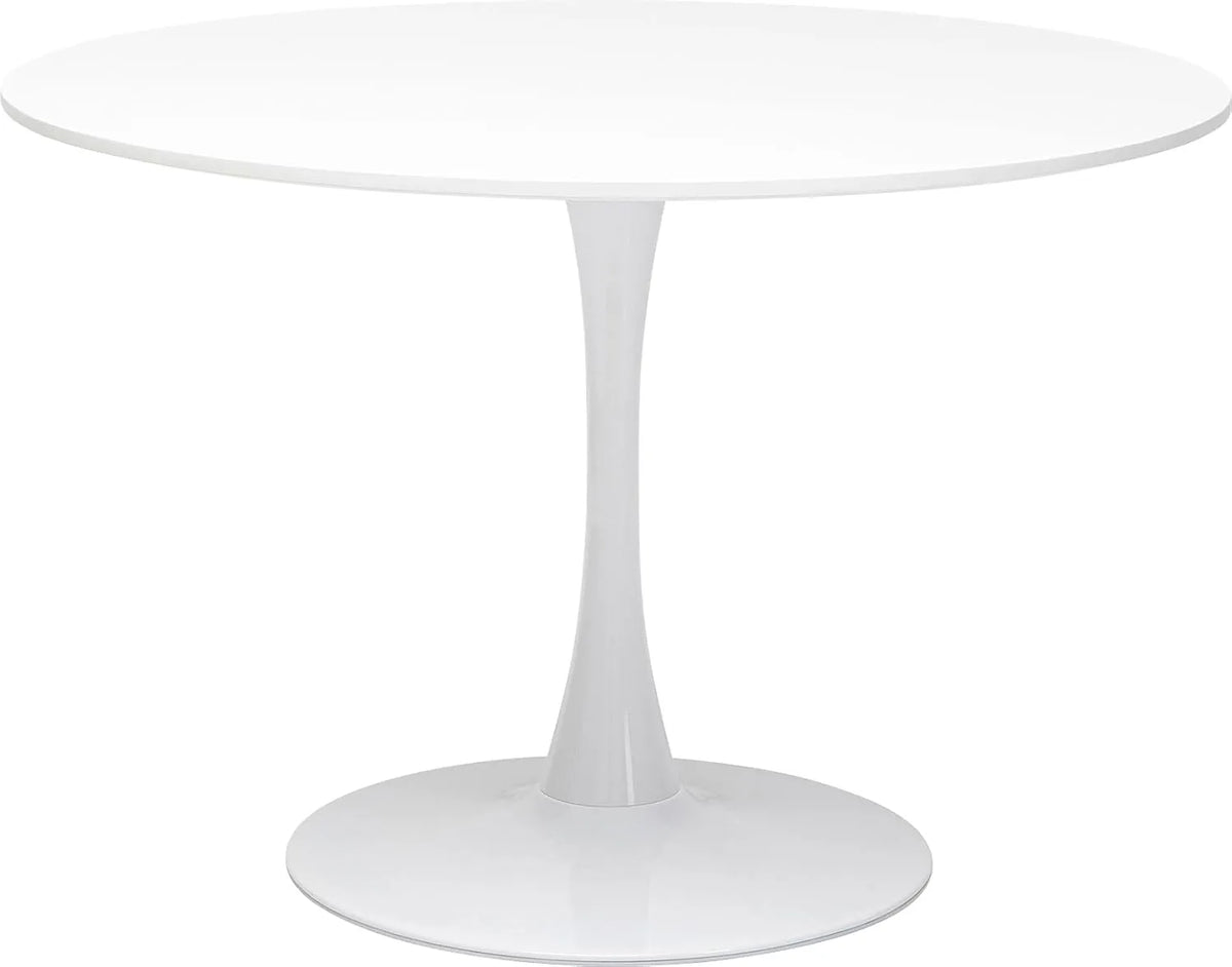 Table Ronde Minimaliste 4 Personnes - Plateau MDF Blanc et Pied Acier