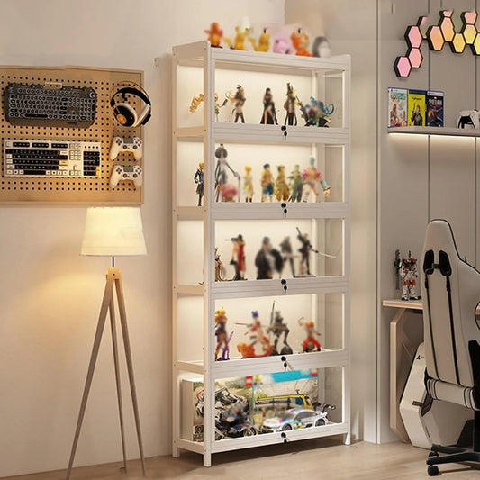 Cabinet d'Exposition en Acrylique, Transparent et Sécurisé avec Serrure, 5 Niveaux, Idéal pour Figurines, Salon et Chambre