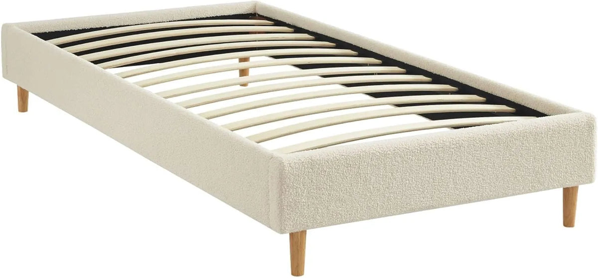 Lit Sommier en Bouclette Blanc, 203 x 96,5 x 30 cm