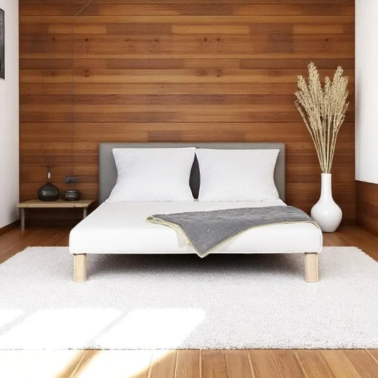 Cadre de Lit Tissu Peggy Blanc 130x190cm - Fabriqué en France avec Pieds Inclus