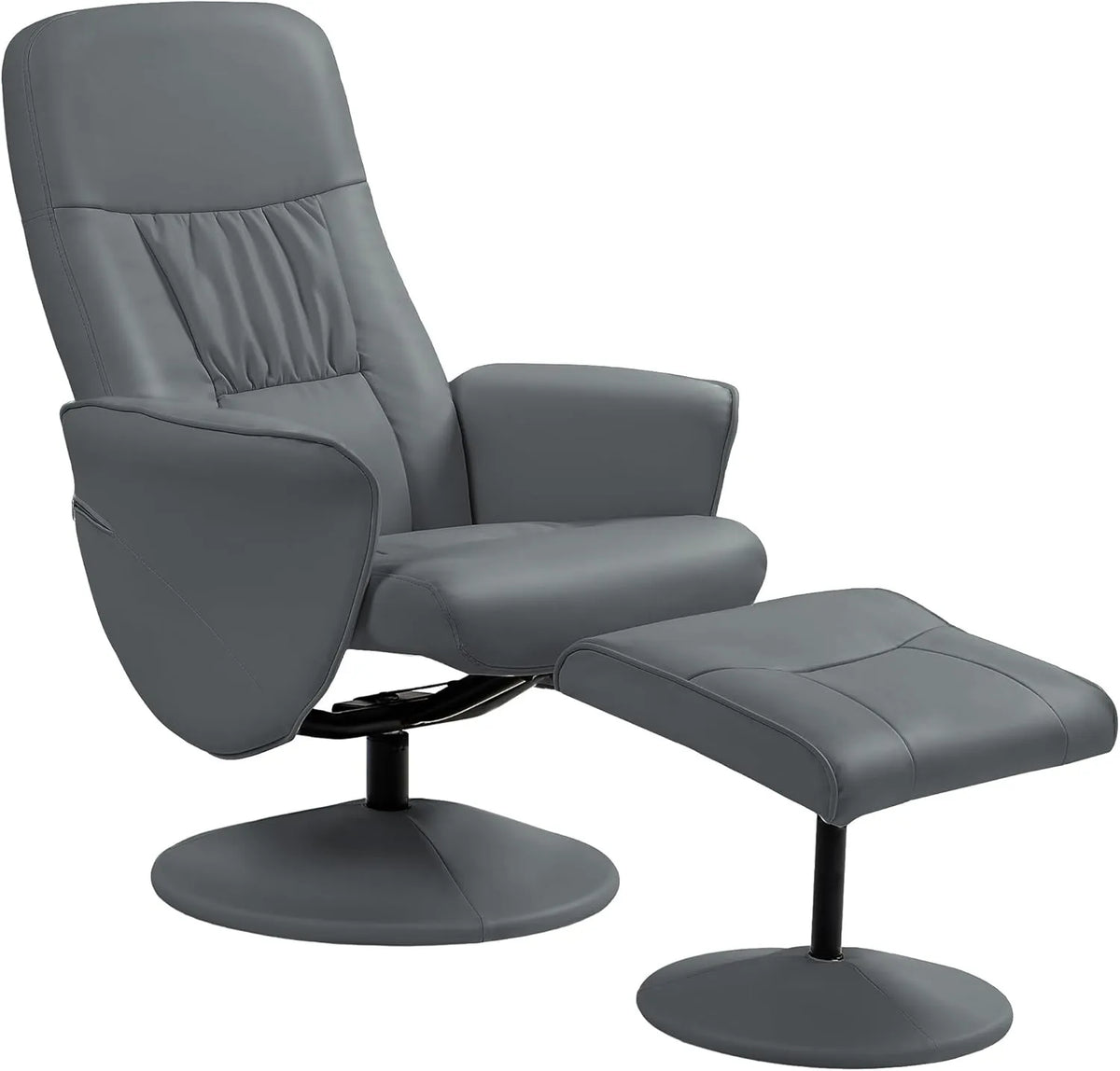 HOMCOM Chaise Relax Pivotante en Cuir Synthétique avec Repose-Pieds, Dossier Haut et Base Stabile pour Salon, Gris