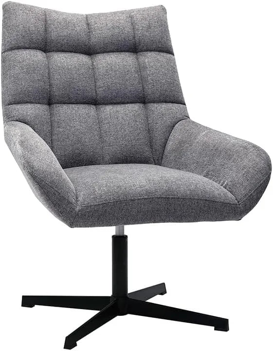Fauteuil pivotant en velours gris avec structure en métal noir King par Miliboo