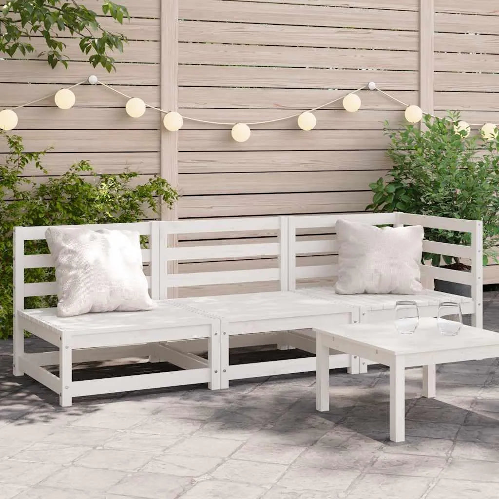 Ensemble salon de jardin 3 places en pin blanc pour extérieur
